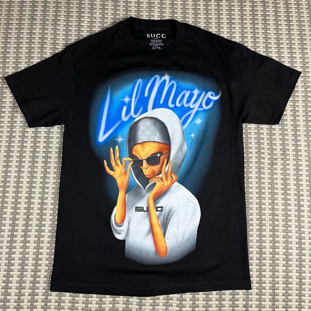 SUCC Lil Mayo Black Air Brush Tee T Shirt Men’s Sz L New